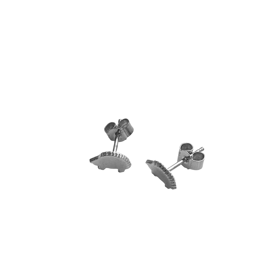 Tiny silver hedgehog studs - jewellery for nature lovers, British wildlife