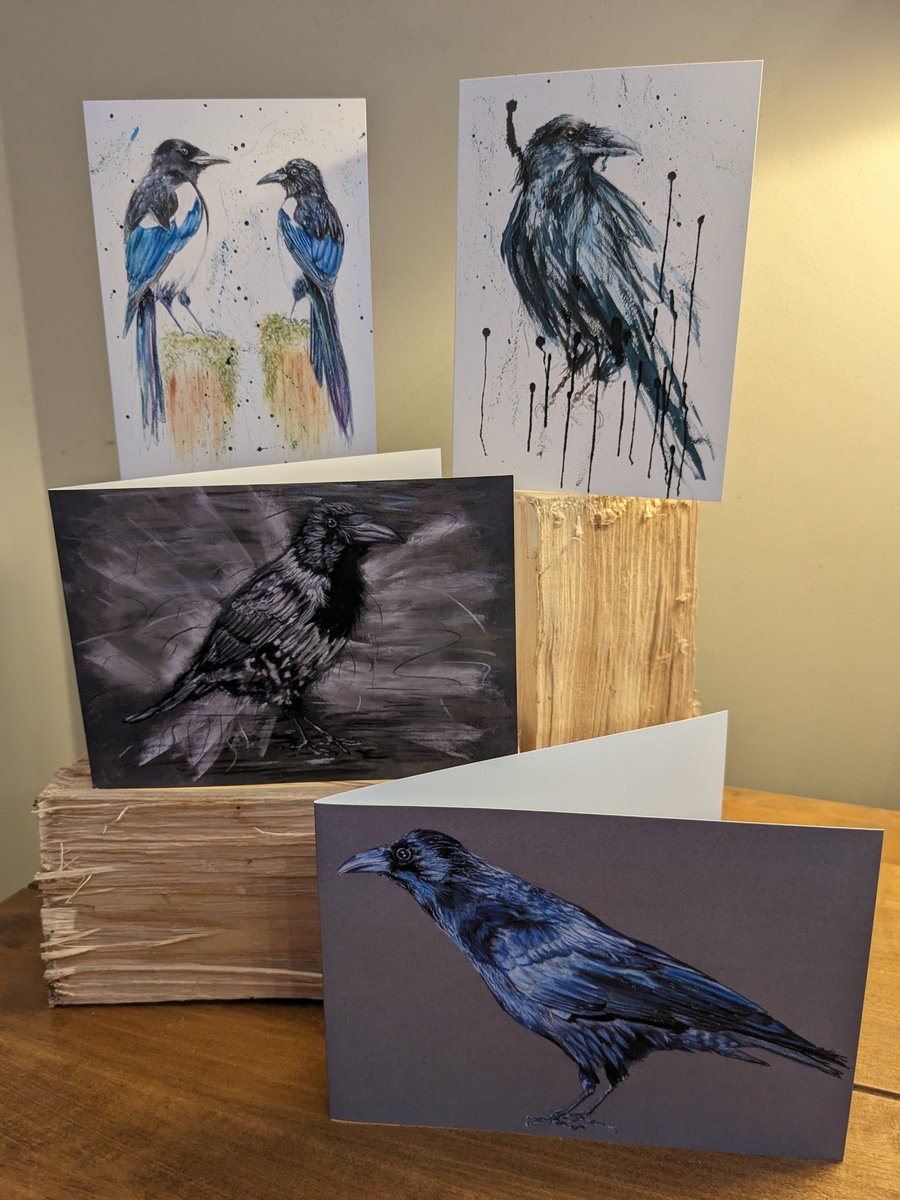 The Corvid collection- A mixed selection of 8 cards (2 of each design)
