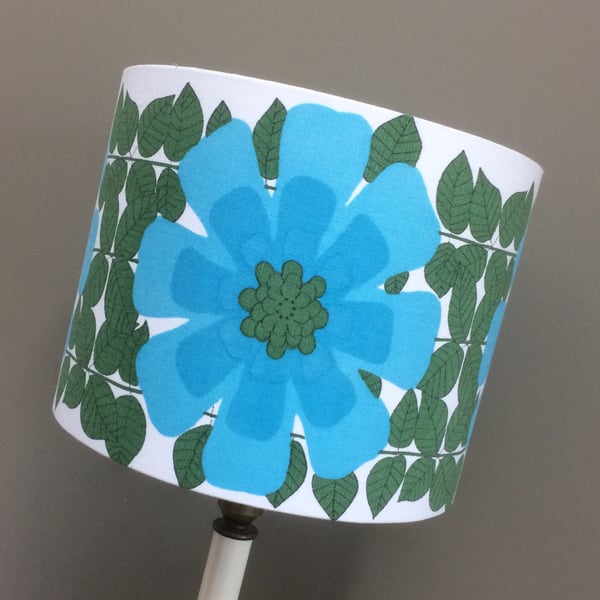 Scandi Turquoise Daisy Flower Power 60s 70s Vintage Fabric Lampshade Option