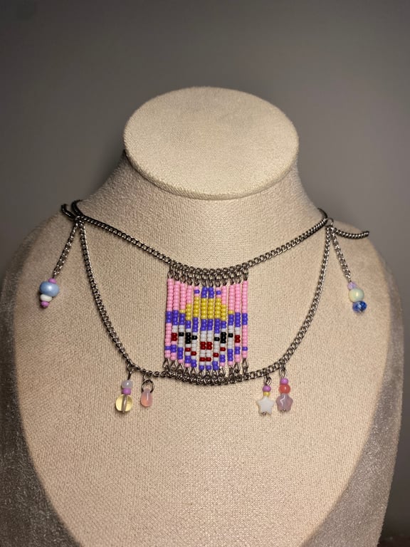 Chance - Beaded Illusion clown choker necklace 