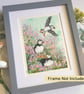 Three puffins with sea thrift, an original artwork, bird art, bird painting - Image 9
