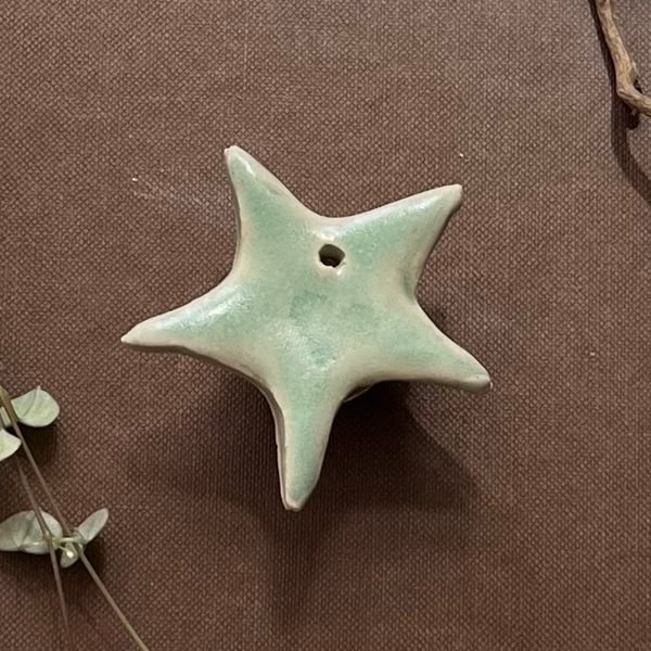 A Ceramic handmade small hanging star - 56 - Summer Studio Sale 
