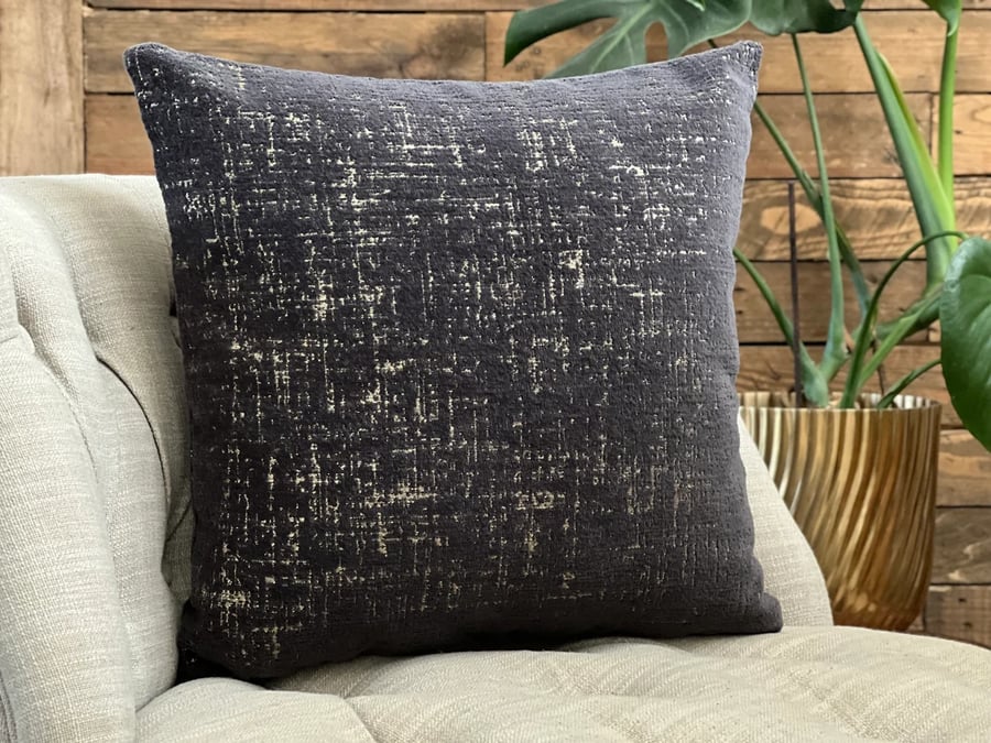 Black and Gold Etched Cushion Cover