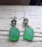 Beach Boho Dangle Earrings: Green Seaglass  - Image 5