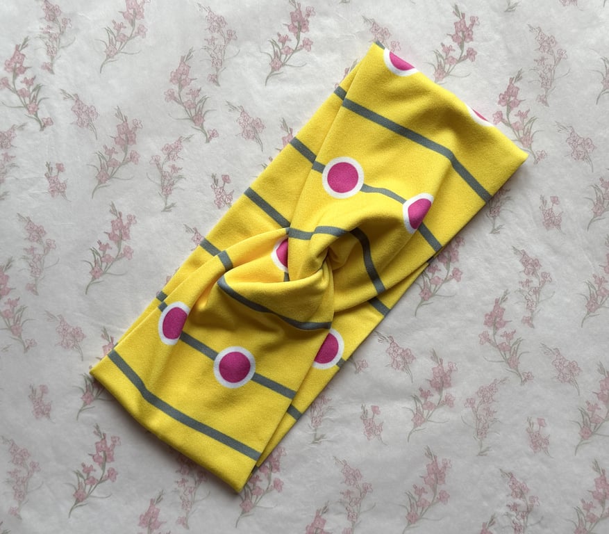 Women's Twist Knot Headband-Hairband Knot-Jersey Twist Headband-Dots-HA007