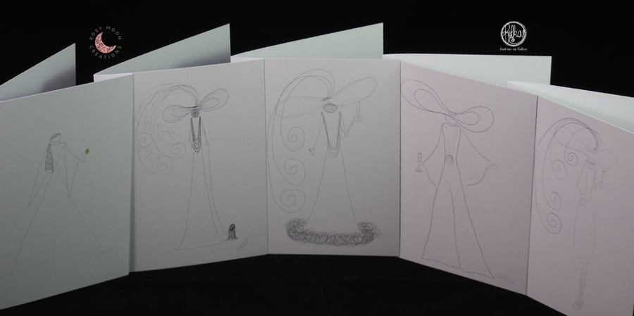 Elegant Ladies Set of Five Blank Cards-Seconds Sunday