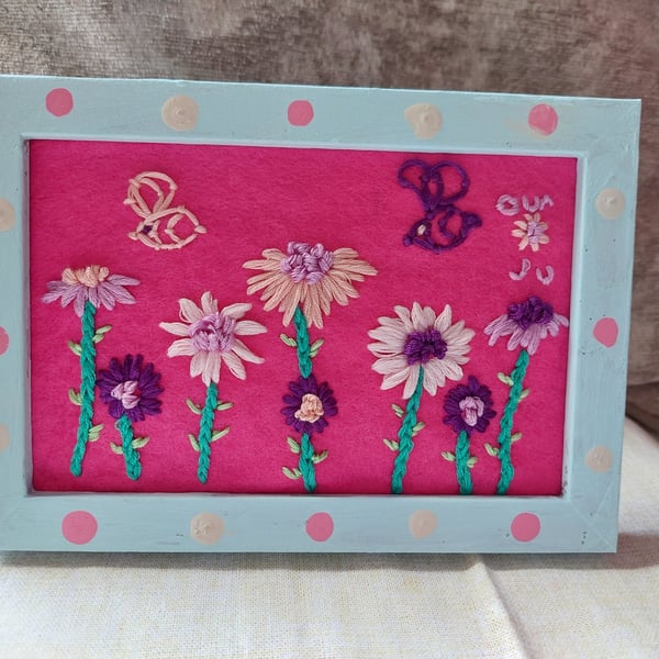 Hand embroidered colourful flowers 