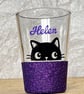 Glitter cat glass personalised birthday gift special party 