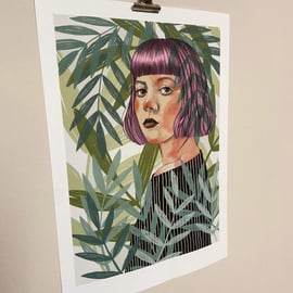 A4 Art print illustration wall art portrait of a woman