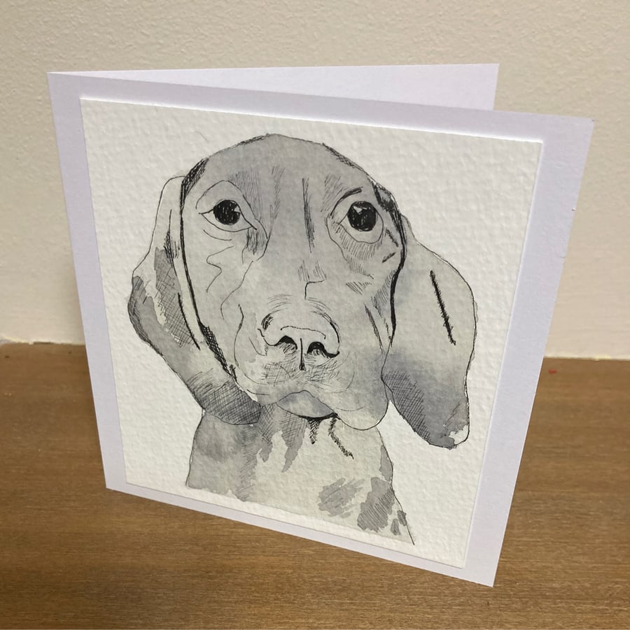 Hand-painted Watercolour Greeting Card Ain’t nothing but a hound dog