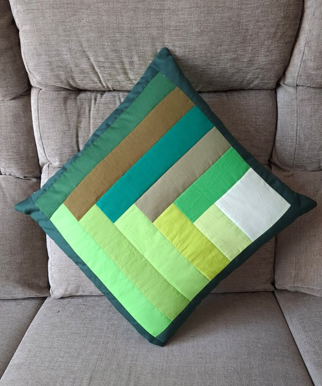 Green patchwork cushion cover