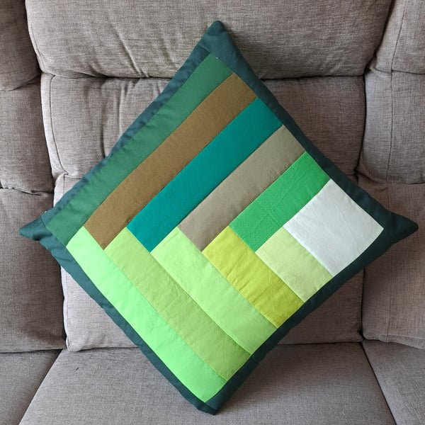 Green patchwork cushion cover