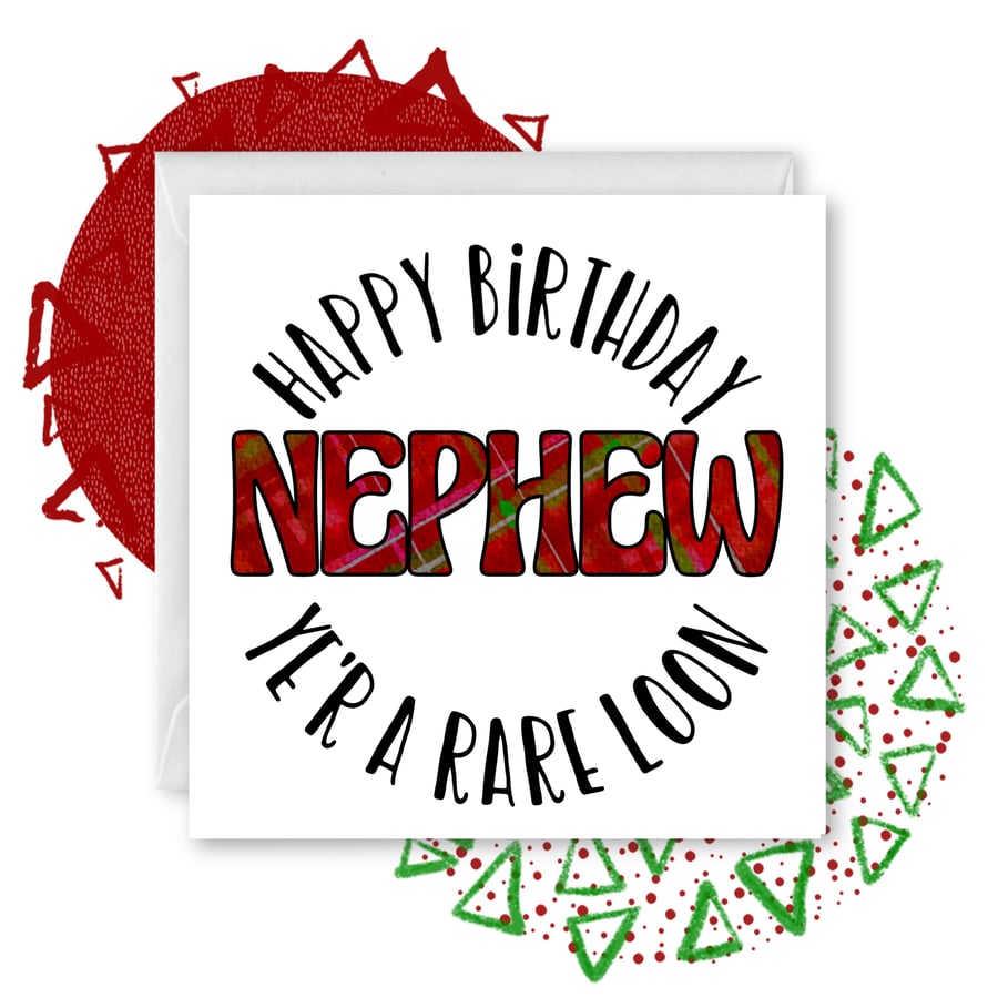 Happy Birthday Nephew Tartan Doric Greetings Card