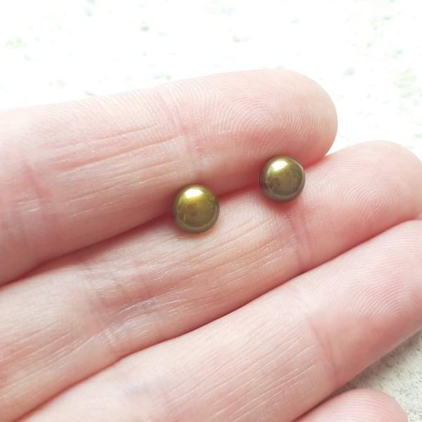 6-6.5mm Bronze Gold Freshwater Pearl Studs
