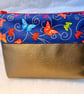 Butterflies with gold trails - Small zipped pouch for makeup, shaving kit, meds