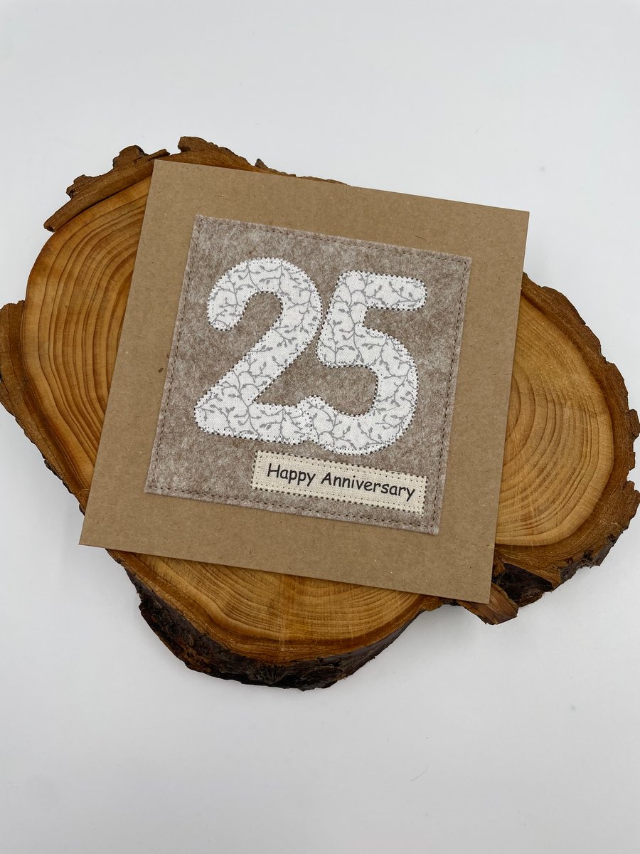 Silver wedding appliqué anniversary card