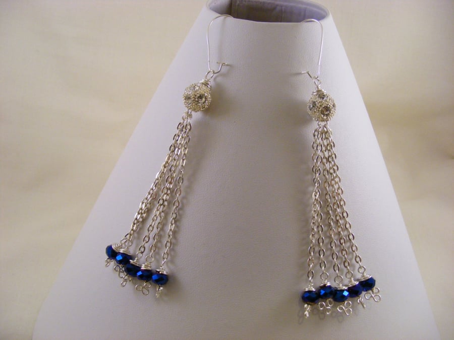 Blue Iris Tassel Earrings