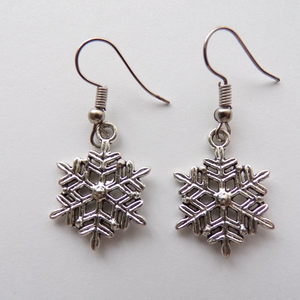 Christmas Earrings, Snowflake Earrings