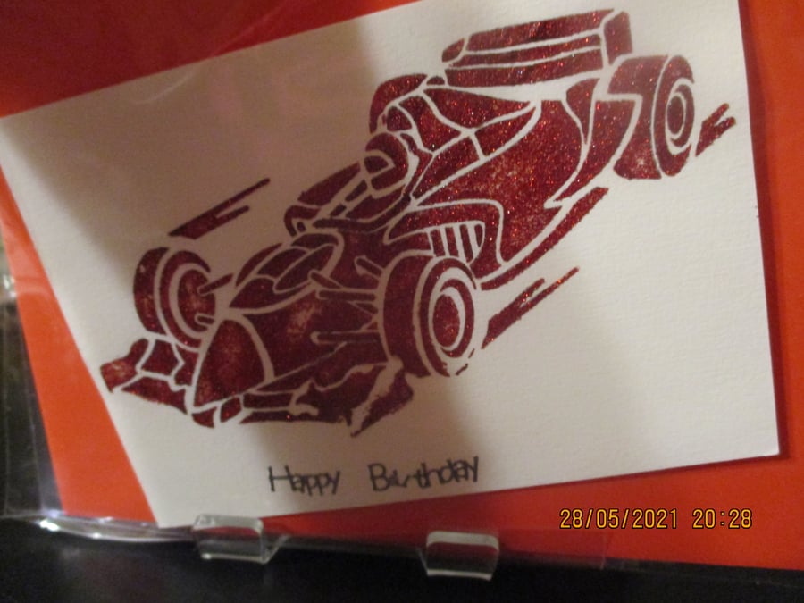 Happy Birthday Red Racing Car Card - Folksy