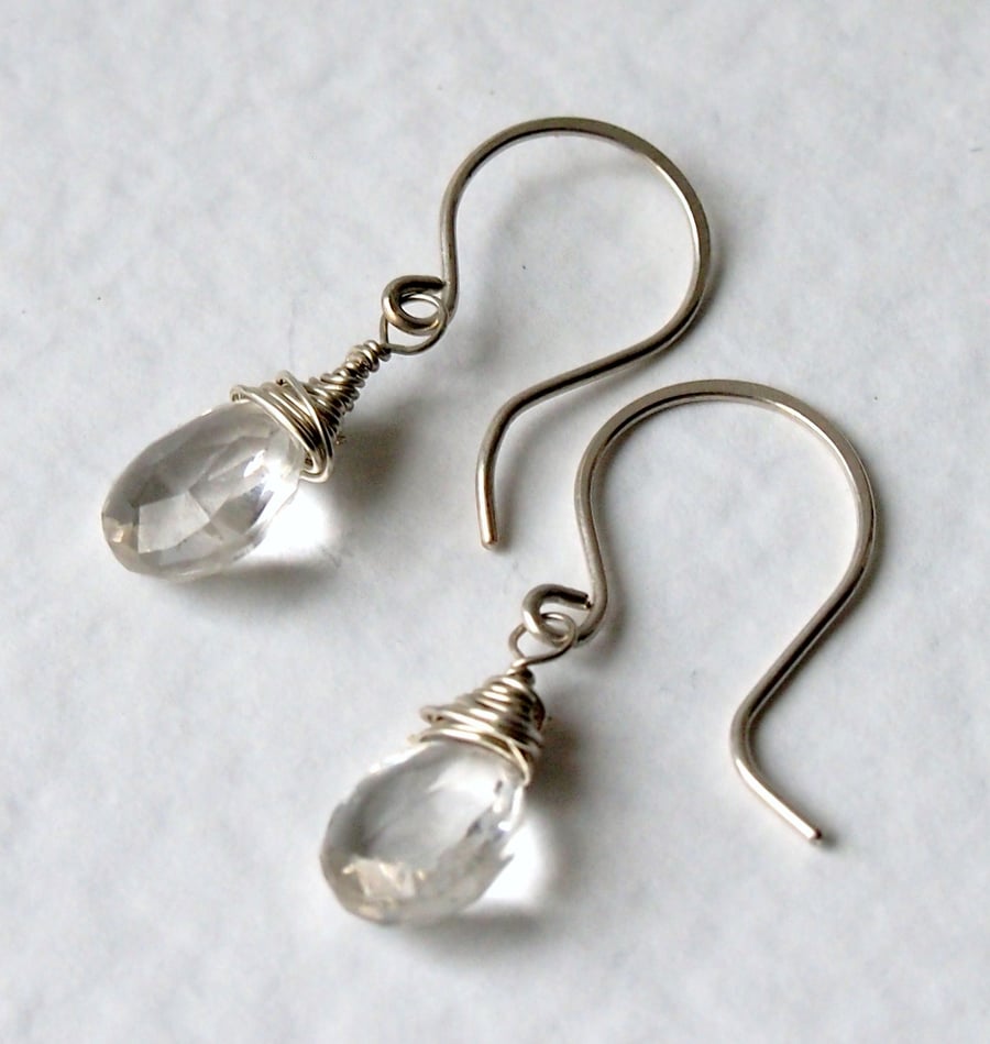 Sterling Silver Wire Wrapped Crystal Earrings