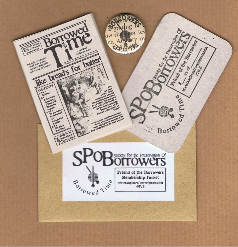 Society for the Preservation of Borrowers - member card, micro zine & badge