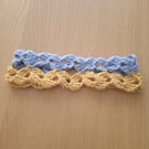 Quirky Two-Tone Crochet Headband in Lilac and Mustard Yellow