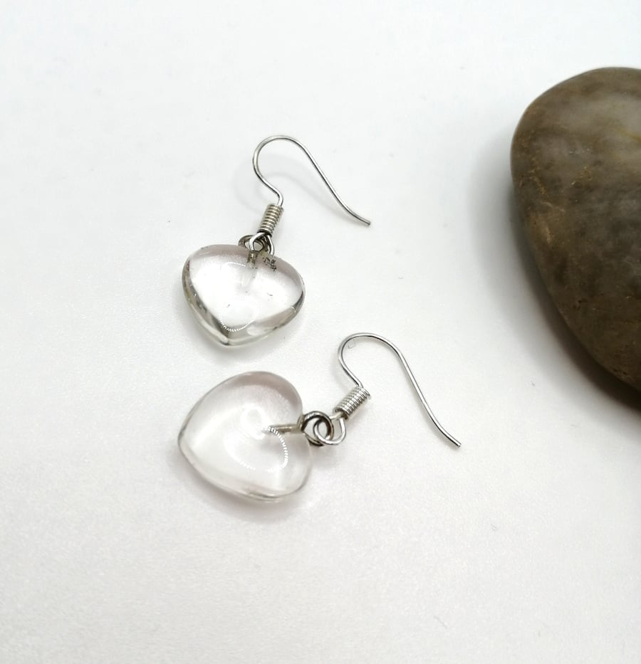 Quartz Heart Earrings