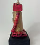 Handbuilt Ceramic Wonky Robot: Pink and Gold Wobot - Image 3