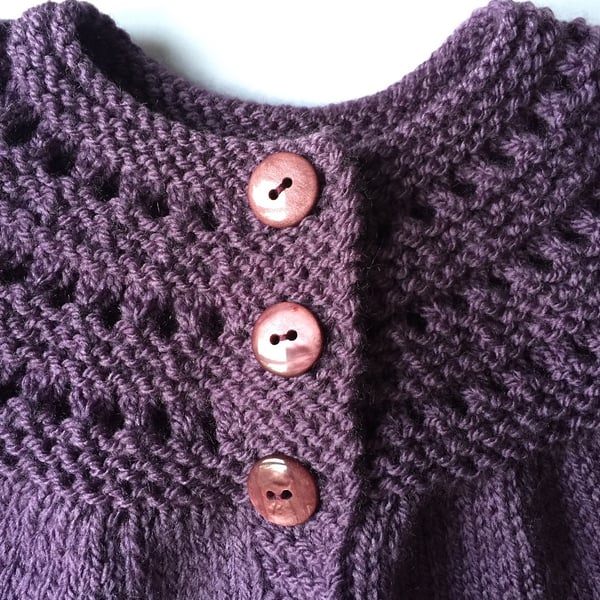 3-6m purple hand knitted cardigan