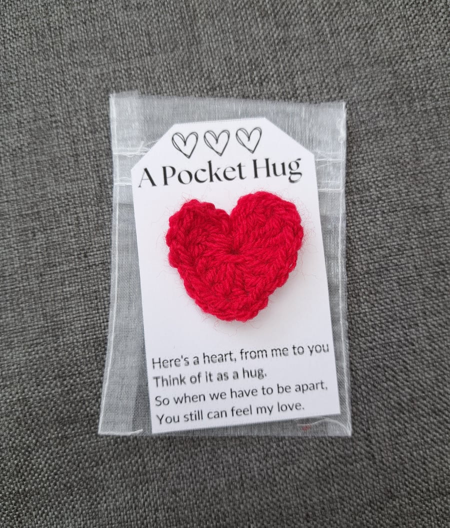 Pocket Hug Crocheted Heart