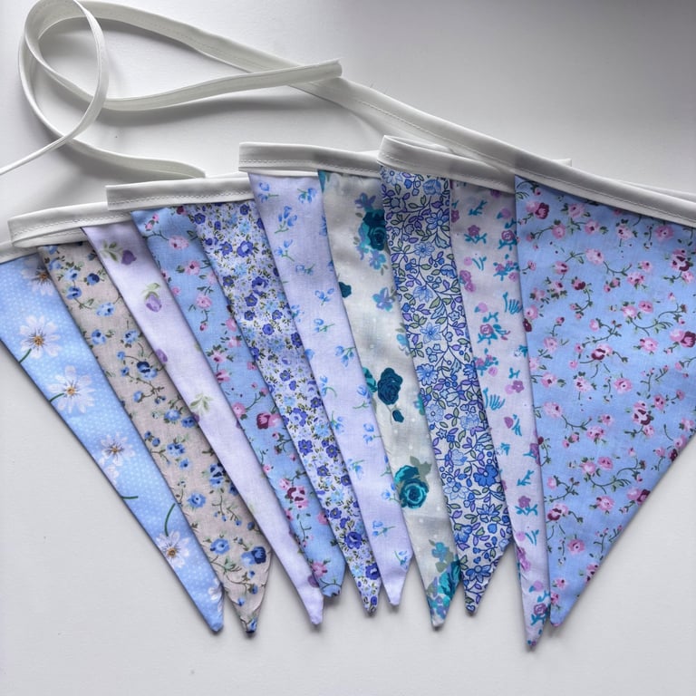 Blue floral bunting