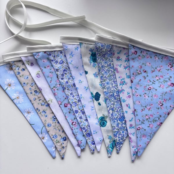 Blue floral bunting