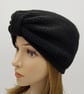 Handmade knitted turban for women, black hat, front knotted turban hat - Image 4