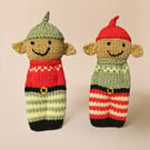 Handmade knitted pair of pocket dolls - elves