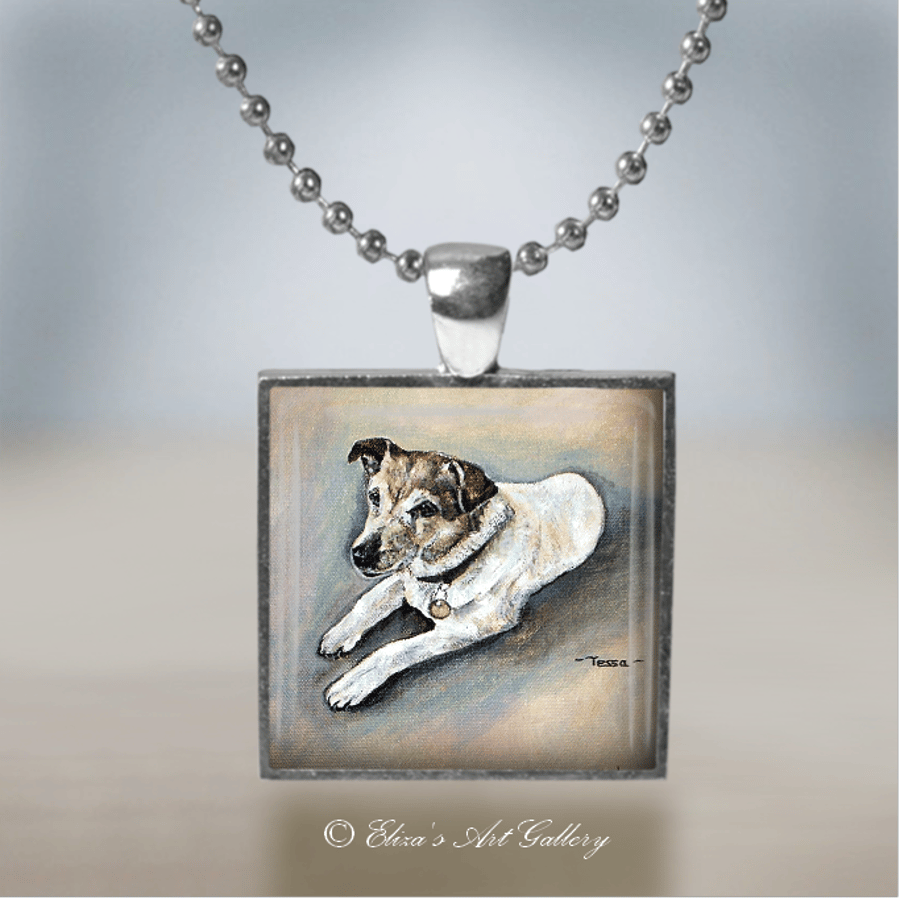 Silver Plated Jack Russell Terrier Dog Art Pendant Necklace