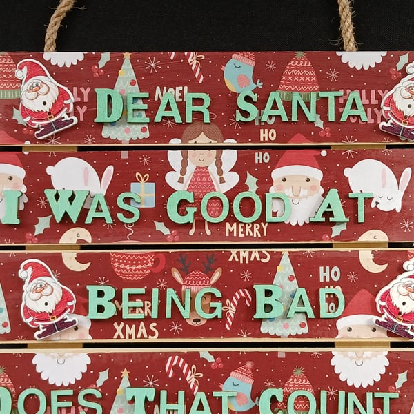 Hand decorated hanging wooden sign 