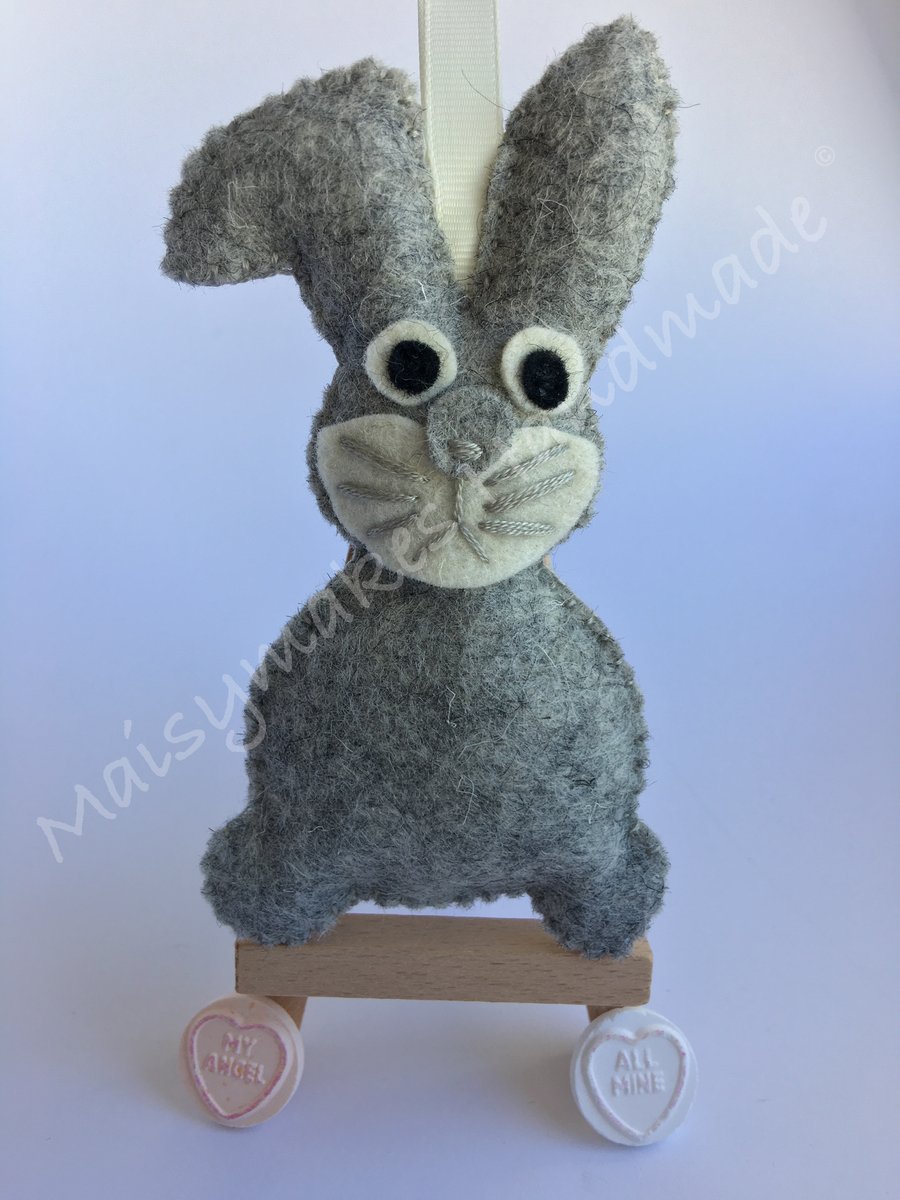 Fluffy Rabbit 100% Wool Felt Hanging Decoration