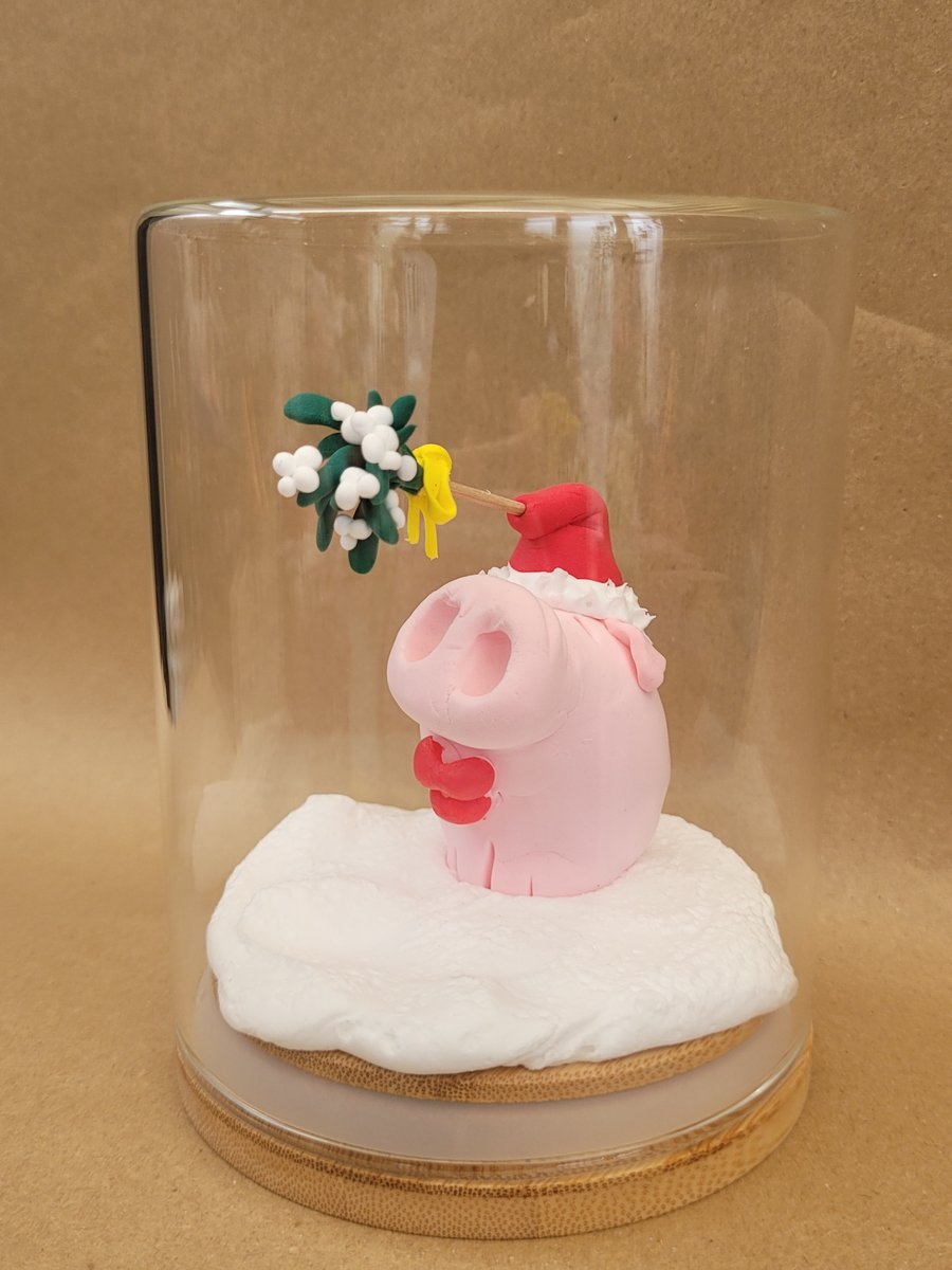 Kiss me you swine! - Handmade Pig ornament in a glass jar 