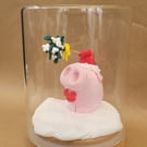 Kiss me you swine! - Handmade Pig ornament in a glass jar 