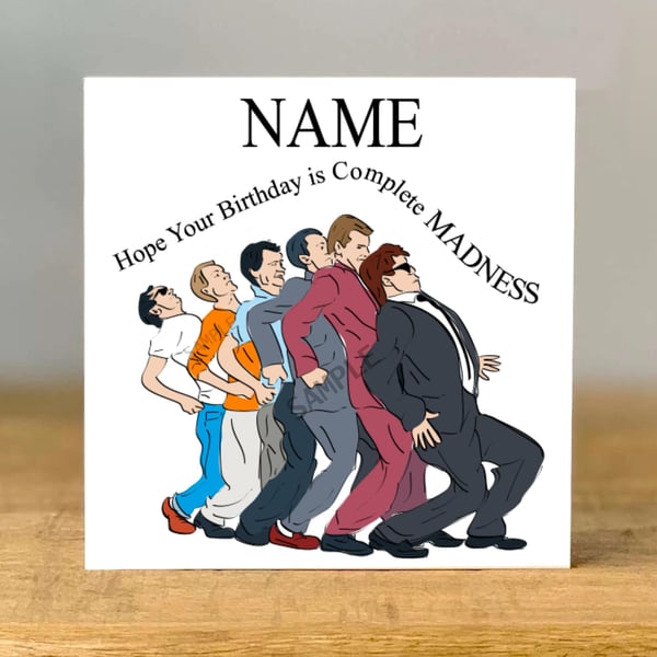Personalised Madness Birthday Card, Ska Music, mum, dad, grandad, gran, son