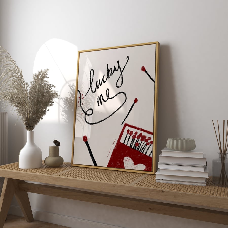 Lucky Me Matchbox and Sticks Art Print Poster