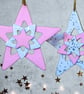 Pink Handmade Star Christmas Decorations - Set of 4