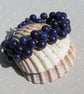 Blue Lapis Lazuli Gemstone Woven Beaded Cuff Bracelet "Bonnie Blue" - Image 1