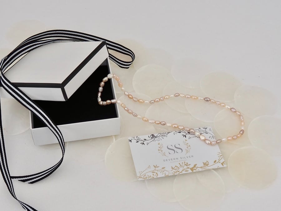 Freshwater Seed Pearl Necklace - stretch - June Birthday