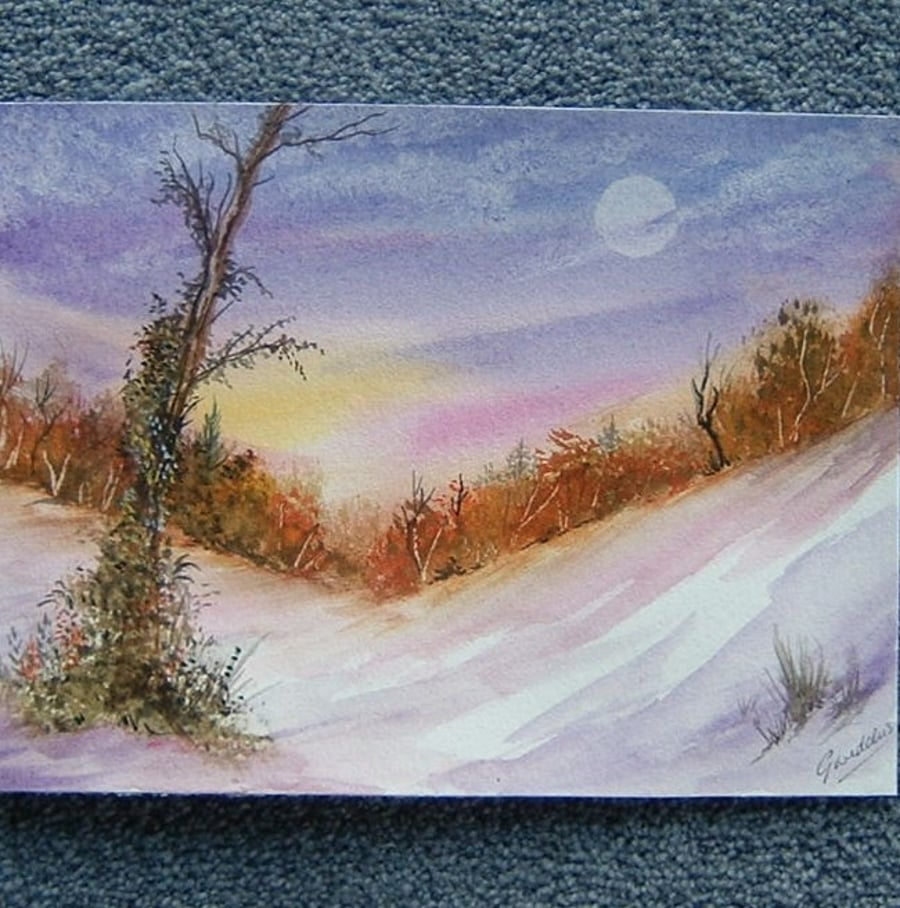 winter art landscape painting watercolour (ref 869)
