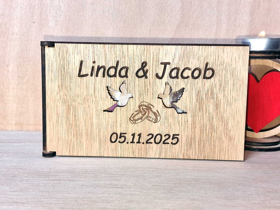 Personalised Wedding Money Box - Wooden Cash Gift Box - Wedding Gift Box 
