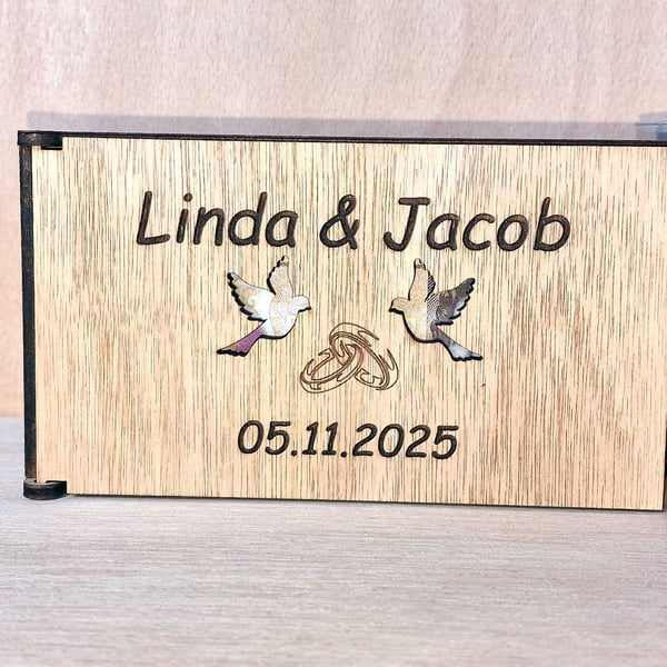 Personalised Wedding Money Box - Wooden Cash Gift Box - Wedding Gift Box 