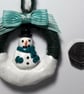 Set of 3 Snowman Christmas Decoration Teal or Red - Image 4
