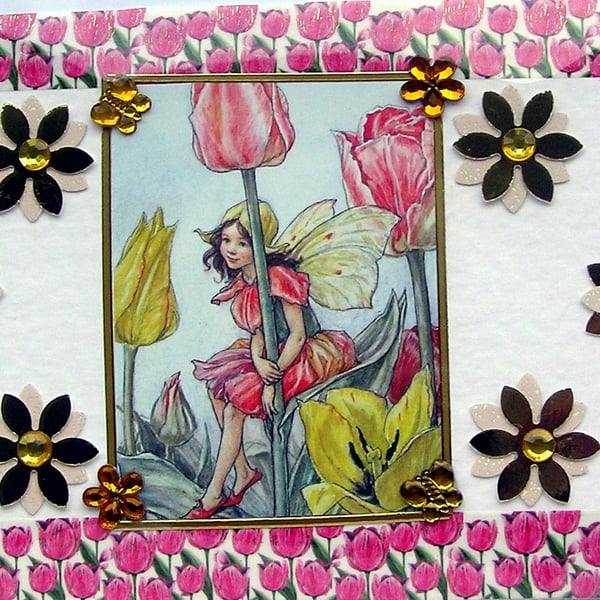 Fairy - Hand Crafted Decoupage Greeting Card - Blank - 3046
