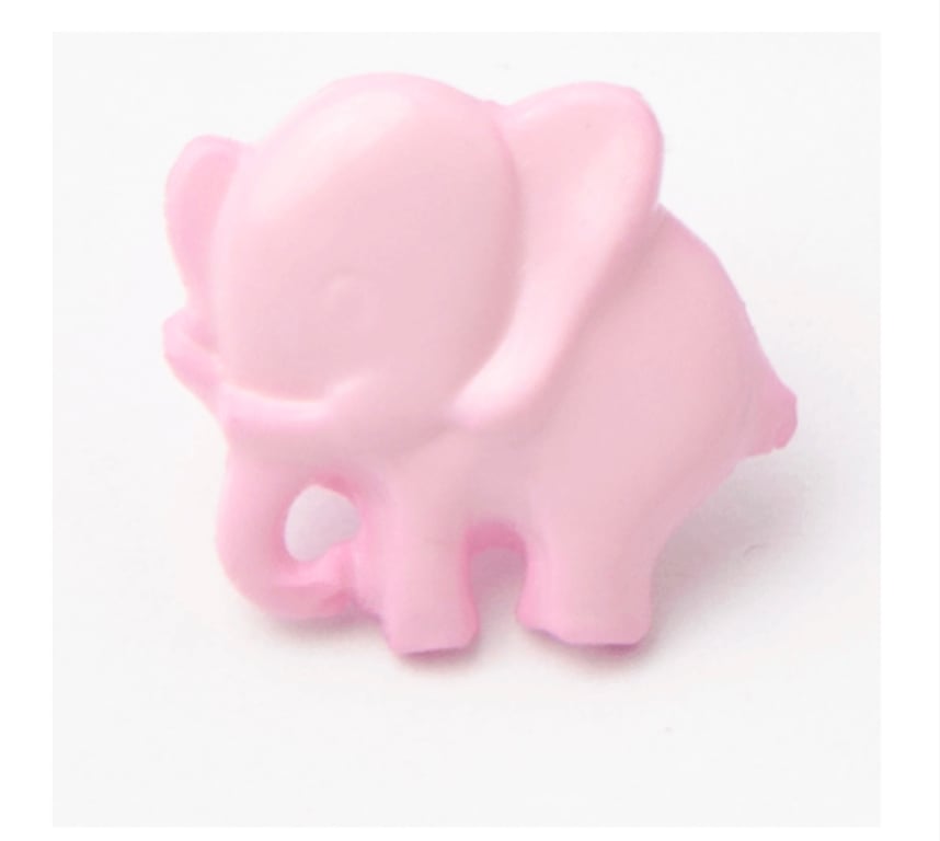 10 pink baby elephant buttons 14mm